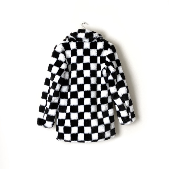 Current Mood checkerboard faux fur jacket - Picture 5 of 10